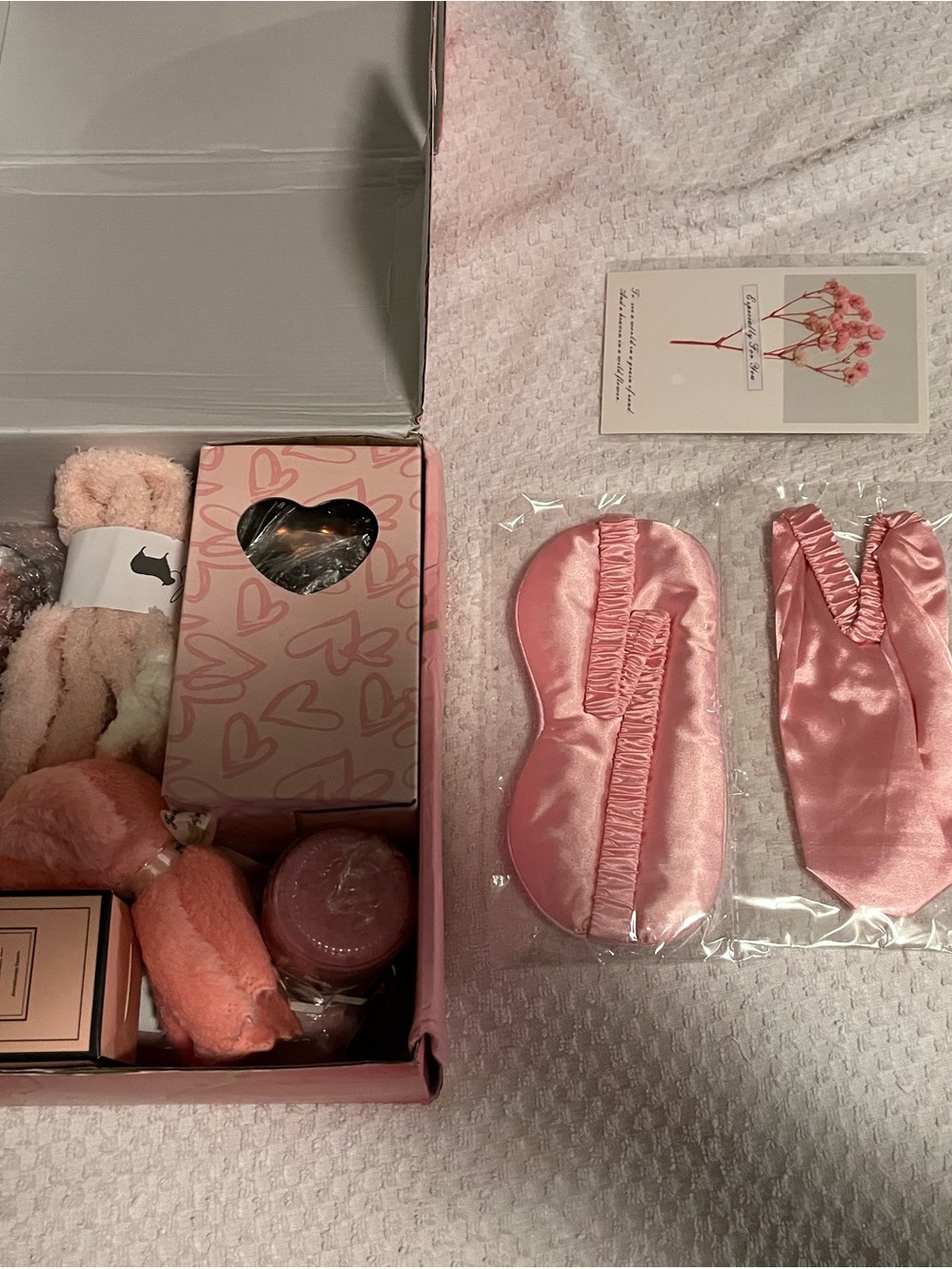Pink Satin Sleep Mask & Gloves Spa Set - Women Bath & Body